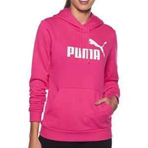 Puma Women Pink Long Sleeve Rib Cuffs & Hem Drawstring Hooded Sweatshirt…